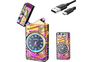 RSBYE Encendedor Eléctrico Barco con Reloj, Encendedor de Plasma de Doble Arco, Elegante Encendedor Personalizado, Encendedor USB Recargable, Encendedor para Hombre y Mujer con Caja de Regalo (Multi)