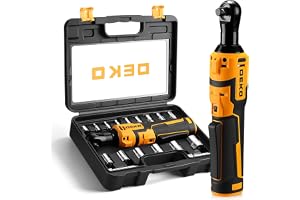 DEKOPRO 1 cm sladdlös elektrisk spärrnyckel set, 19 stycken, 8 V 30 N-m, 450 RPM, 1/4 tum stamadapter, för bil- och cykelrepa