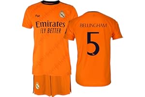 Real Madrid Conjunto Niño Camiseta y Pantalón - Bellingham 5 - Segunda Equipación de la Temporada 2024-2025 - Réplica Oficial