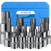 VORXEON TORX Star Socket Set T8 T10 T15 T20 T25 T27 T30 T40 T45 T50 T5 T60 T70 Star Socket Wrench 1/4 3/8 1/2 in 50BV30 CR-V