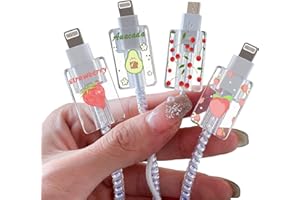 DiyGody 4 Pezzi Protezione per Raccordi a Cavo USB Type-C Compatibile con Phone, Protezioni per Cavi di Ricarica con Design di Frutta Carina, Proteggi Cavo Cellulare Accessori per Caricabatterie