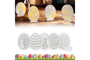 EKKONG 6 Pcs Easter Egg Moulds Silicone, Rabbits Candle Molds, 3D Bunny Silicone Moulds, Easter Resin Mould Gifts for DIY Art Craft Festive Decoration