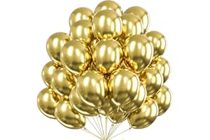 50x Luftballons gold metallic - Ø 35 cm für Geburtstag & Hochzeit & Party & Kindergeburtstag - Luft & Helium als Dekoration