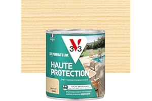 V33 Saturateur Bois extérieur Naturel mat - Pour terrasses et mobilier de jardin - Haute résistance eau chlorée, UV et graisse - Sans essuyage et non glissant - Résine d'origine végétale - 0,75L