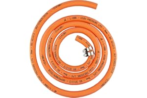 COSTWISE GROUP 8mm Orange Gas Pipe for Propane/Butane, Stamped with Manufacture Date + Clips (3m)