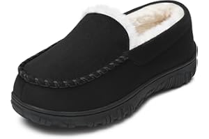 FUPPIA Boys Moccasin Slippers Memory Foam Kids House Shoes Nonslip Indoor & Outdoor Slippers For Little/Big Kid