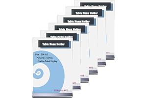 TUKA-I-AKUT TUKA 6x A5 Menu Soporte Doble Cara, Forma de T con Base, Soportes de Sobremesa para Carteles, Menús, Promociones, Porta Carteles. T Expositor de Mesa, Acrílico Transparente, Vertical, TKD8205-A5-6x