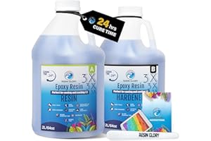 Resin Glory 4L (1 gallon) - 1:1 Ratio Epoxy Resin Kit - Crystal Clear, Food Safe, UV Stable for Crafts, Jewellery, Wood, Coasters, Mould Casting - Low Viscosity, Self-Levelling for Beginners & Pros