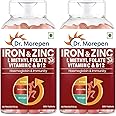 Dr. Morepen Iron & Zinc Tablets|Enriched with Iron,Zinc,Vitamin C & B12|Natural & Safe for Unisex|60 Veg Tablets (Pack of 2), 500 grams