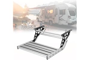 KENSBRO Marchepied pour Camping Car,Escabeau Pliable Manuel en Alliage D'Aluminium avec Bande Antidérapante et Extensible,Super Capacité de Charge de 200 KG,pour Camping Car,Caravane,Remorque,Camion