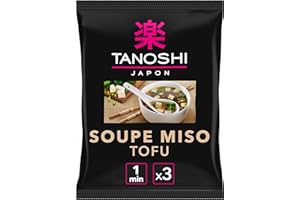 TANOSHI - Soupe Miso Tofu - Soupe Instantanée - 3 Personnes - Sans Glutamate Ajouté - 60, 9 g