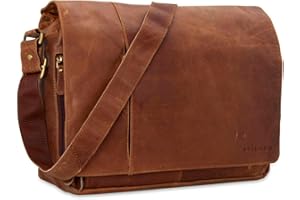STILORD Vintage Umhängetasche Leder groß für Herren Damen 15.6 Zoll Laptoptasche Unitasche Bürotasche Moderne Aktentasche aus echtem Büffelleder