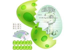 Acsatont Dinosaurier Einladungskarten Kindergeburtstag Jungs Mädchen, 12 Deutsche Einladungskarten 12 Umschläge, Einladungskarte Geburtstag Junge Madchen Partyeinladungen Einladungen Kinder