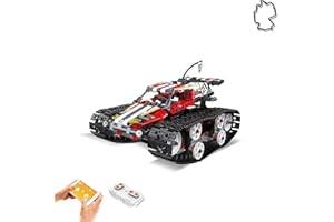 HIMOTO HSP Bausteine mit Fernsteuerung RC Crawler Tank Bausteine mit zusätzlicher Steuerung per Smartphone über Die App, Modell mit integriertem Akku, Bausatz, Jeep, DIY-Auto