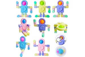 TOANWOD 8 Pcs Fidget Spinner Toy Stocking Fillers: Party Bag Gifts for Kids Adult - Pop Gadgets Cool Austism Sensory Robot Toy for Teenage - Finger Top Funny Transformable Spinning Popper Toys Pack