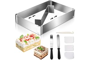 AiQInu Moule Rectangulaire Patisserie, Moule Gateau Carré RéGlable Pour PâTisserie Maison Et Professionnelle, Convient Pour Les GâTeaux, Les Tartes Et Les Pizzas (18,5 X 27,5 à 34 X 52,5 cm)