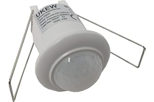 UKEW 360 Degree PIR Motion Sensor - Mini Recessed Ceiling Mounted Occupancy Light Switch With Adjustable Timer & Lux Control - Presence Detector for Home Security White