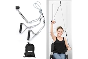 BILBEAR Entrenador de hombro polea sobre la puerta para fisioterapia,Polea de ejercicio para rehabilitación de manguito rotador,Sistema de poleas sobre la puerta para ejercicios de brazos y hombros,Gris
