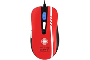 MARSGAMING MMEA7, mysz z czujnikiem optycznym 3200DPI, oficjalna Olimpia Milano, czerwona