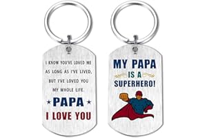 EE&YU Papa Father’s Day Gifts Keyring - I Love My Best Hero Papa Fathers Day Birthday Retirement Keyring for Men from Grandkids
