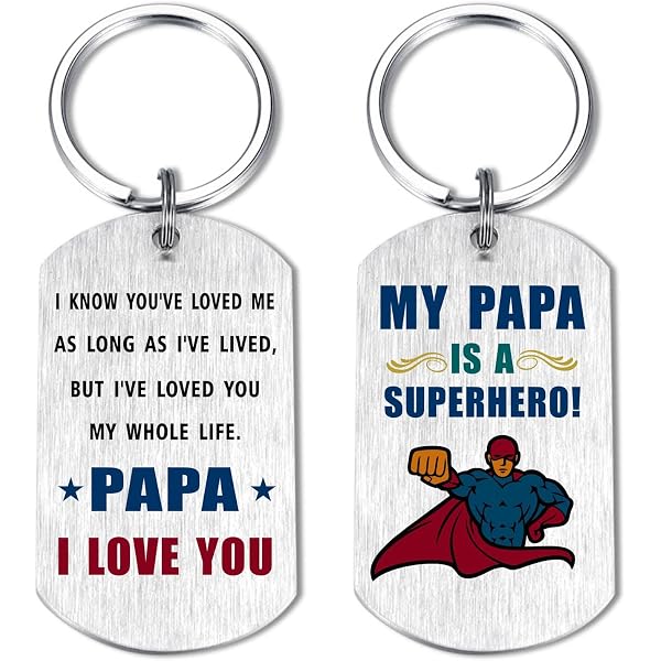 Stainless Steel Papaw Keychain Gift - Engraved Message From Grandkids, Grandfather Birthday/Christmas Present