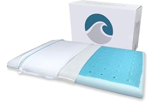 Bluewave Bedding Hyper Slim CarbonBlue Max Cool Gel Memory Foam Kudde för mag- och ryggsovare – tunn, platt design med avance
