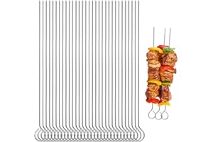 KINETICKRAFT 50 Pièces Brochettes en Acier Inoxydable, Pique a Brochette en Acier de 25 cm, Réutilisables Pique a Brochette Inox, Aiguilles à Roulade en Acier Inoxydable pour Bœuf, Barbecue, Légumes et Poisson