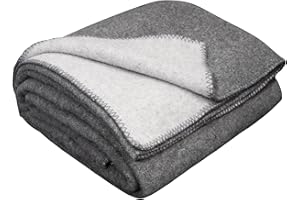 LYHome Travel Blanket - Extra Warm Picnic Throw, Bed Camping Outdoor Wool Blankets, Cozy Soft Throws, Military Army and Garden Outside Use (59x84 in | 150x215 cm | Light Gray - Gray Double-sided)