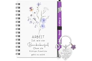 Sinmoe 3er Set Dankeschön Geschenke für Kollegen Mitarbeiter inklusive Spiral Notizbuch Kugelschreiber mit Schlüsselanhänger Kollegen Abschiedsgeschenk(ARBEIT ist wie ein Banküberfall)