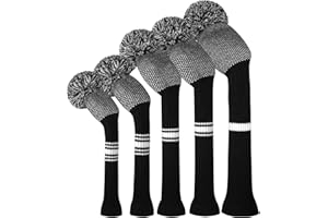 SCOTT EDWARD Golf Head Covers for Woods 5 PCS Knit Golf Club Cover Driver Cover*1 Fairway Wood*2 Hybrid (UT)*2