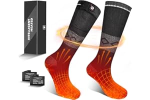 SUN WILL Calze Riscaldate per Uomo e donna Calzini Elettrici 7.4V 2200MAH Batteria Ricaricabile Scaldapiedi Invernali per Sport Esterno Pesca Escursionismo Ciclismo Caccia Calze Calde Interni ﻿