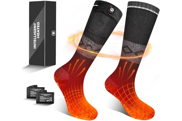 Sun Will Chaussettes chauffantes pour Hommes et Femmes électriques à Batterie en Hiver Froid Thermiques la Chasse Camping Ski Randonnée Pêche Équitation Moto, Noir