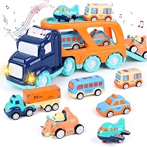 Autotransporter Spielzeug Mit 6 Rennautos – LKW Verwandelt Sich In Rennstrecke, Mit Licht & Sound – Tolles Geschenk Für Kinder 3-10 Jahre