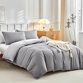 Tokokimo Duvet Cover for 135/150 Bed, Duvet Cover 220 x 240 cm, Grey &amp; Grey | Reversible, 2 Pillowcases 50 x 75 cm, with Zipp