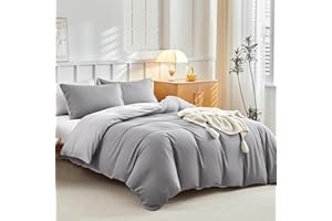 Tokokimo Funda Nórdica Cama 135/150, Reversible Funda Nordica 240x220cm 3 Piezas Microfibra, Compuesto por 1 Funda Nordica 240x220 cm + 2 Fundas de Almohada 50x75 cm, Gris Claro/Gris