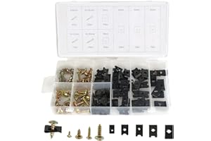 KINDPMA Spire Clips 170pcs Speed Clips Stainless Steel U Clips U Nuts Spire Nuts U Clips and Screws Kits with Storage Box U-nuts for Cars Motorcycles Road Bikes Mountain Bikes Truck