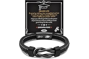 CheersLife Graduation Gifts for Him Graduation Presents for Him 2024 Graduation Gifts for Son Nephew Boyfriend Husband Friend Brother Graduation Bracelet Infinite Men's Leather Bracelet