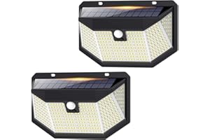 【Lot de 2】iPosible Lampe Solaire Extérieur Détecteur de Mouvement, 300LED 270° Super Brillant Lumière Solaire Extérieur, IP65 étanche Sans Fil Spot LED Solaire éclairage Extérieur Solaire pour Jardin