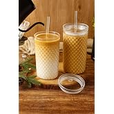 ERKUGO Squama Cam Kapaklı Borosilikat Soğuk Kahve Bardağı &ndash; 650 ml Şeffaf
