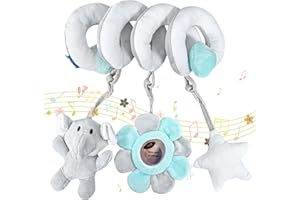 CENCERY Spiral-Kinderwagen-Spielzeug für Babys, Baby-Autositz-Spielzeug, Baby-Spiralbett, Kinderwagen-Spielzeug, Autositz-Spielzeug für 0–12 Monate frühes Lernen, Spielstange, Neugeborenes Hängespielzeug