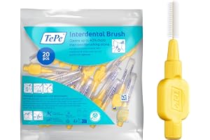 TePe Mellanrumsborste Extra Soft, Gul, 0.7mm/ISO 4, 20-pack | Extra mjuka borststrån, Rengöring mellan tänderna där en tandborste inte når, Ta bort plack, för Medelstora mellanrum