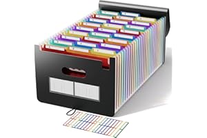 ‎ABC LIFE Dokumentenmappe A4, 26 Fächer Fächermappe Sortiermappe Bunte Datei Ordner Regenbogen Aktenordner Ordner Akkordeon Design A4 Größe Grosse Kapazität Wasserdicht Materia mit Deckel de ABC life