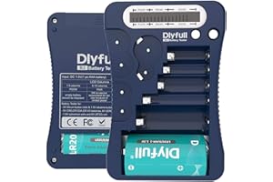 Battery Tester, Dlyfull LCD Display Universal Battery Checker for AA AAA C D 9V CR2032 CR123A CR2 CRV3 2CR5 CRP2 1.5V/3V Button Cell Batteries, 1x AAA Batteries Included