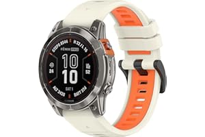 SeNool 26mm QuickFit Correa para Garmin Enduro 3/Fenix 8 51mm/Epix 2 Pro 51mm, Pulsera Silicona Correa para Garmin Fenix 7X Pro Solar/Fenix 7X/Fenix 6X GPS/Fenix 6X Sapphire GPS - Naranja Blanca