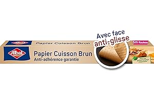 Albal - Papier Cuisson Brun 5m - Teinte naturelle - Anti-glisse - Anti-adhérent