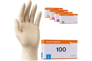 VIAWANT Latexhandschuhe 100 Stück | L | Puderfreie Latex Handschuhe Weiß | Texturiert, reißfest & elastisch | Untersuchungshandschuhe Einweg für Pflege & Kosmetik | Gr. XS, S, M, L, XL
