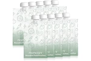 Momcozy Reusable Baby Food Pouches for Toddlers,BPA Free Plastic,Food Safe,Freezer Safe,Refillable for Applesauce Yogurt & Puree Squeeze Pouch,10 Packs,3.4-4oz