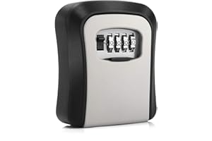 CROING Cassetta di sicurezza per chiavi da parete, con serratura a combinazione, codice a 4 cifre, nero e grigio