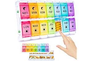 YAKLIM Portapillole Settimanale, Porta Pastiglie Settimanale,Porta Pillole Settimanale a 7 Scomparti di Grande Spazio, Portatile Porta Pillole Giorno Notte 14 Giorni, Per Olio Di Pesce/Integratori(colorato)