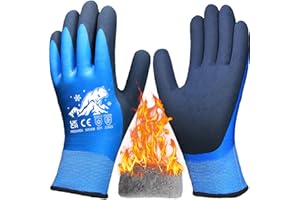 PROGANDA Waaserdichte Winter Arbeitshandschuhe Gartenhandschuhe für Herren und Damen, Fleece Liner Warme Thermohandschuhe für kaltes Wetter (Blau -Wasserdichte Winter Arbeitshandschuhe, M)